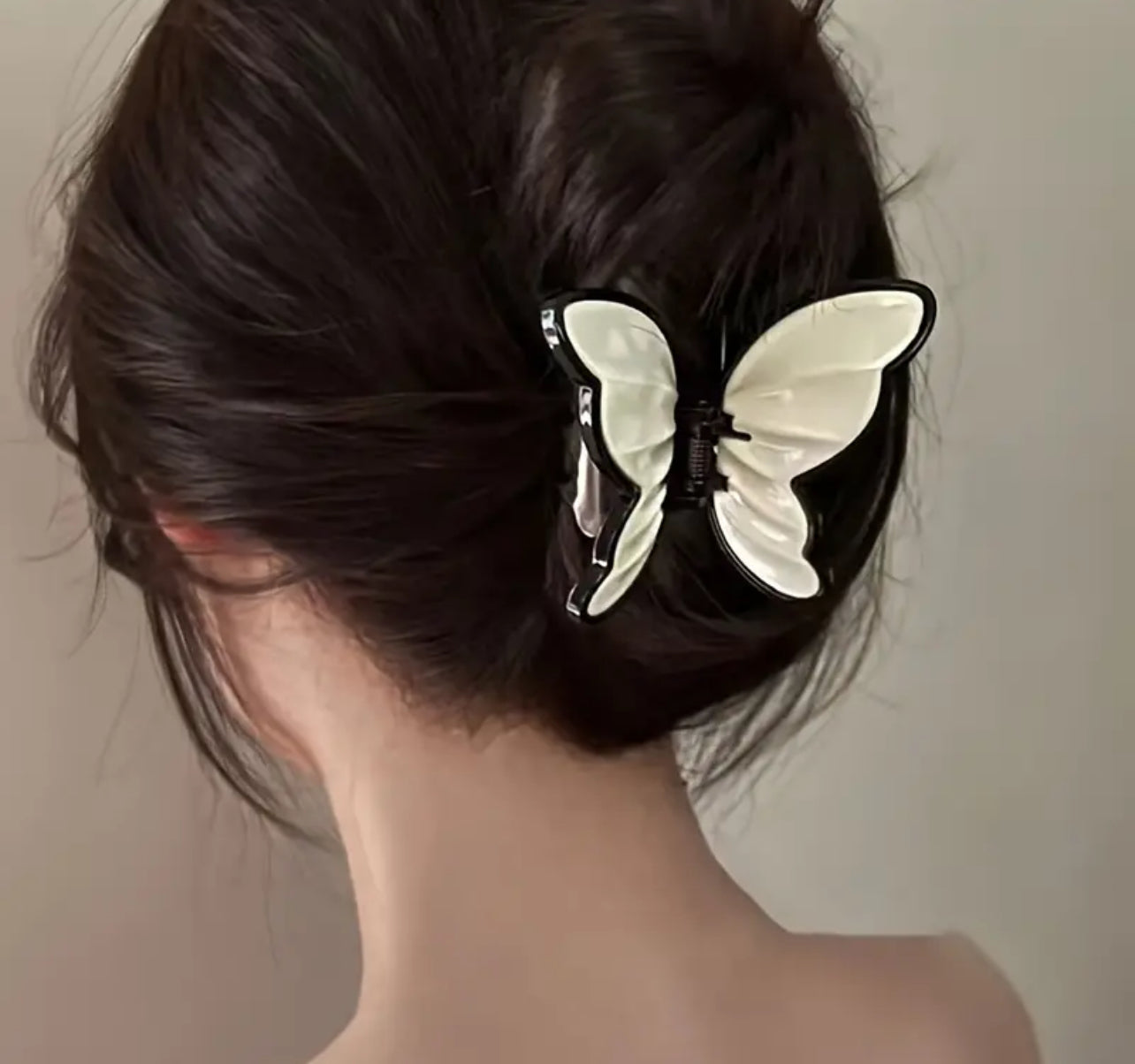 White butterfly claw clip