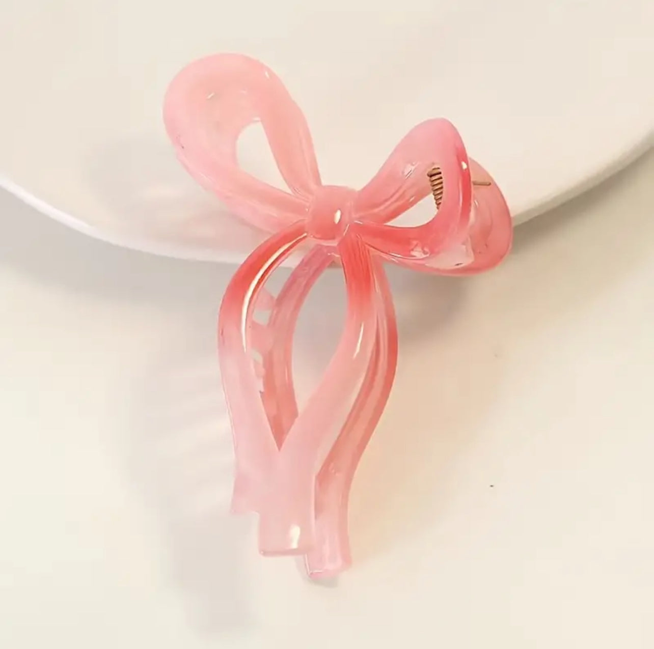 Pink bow claw clip