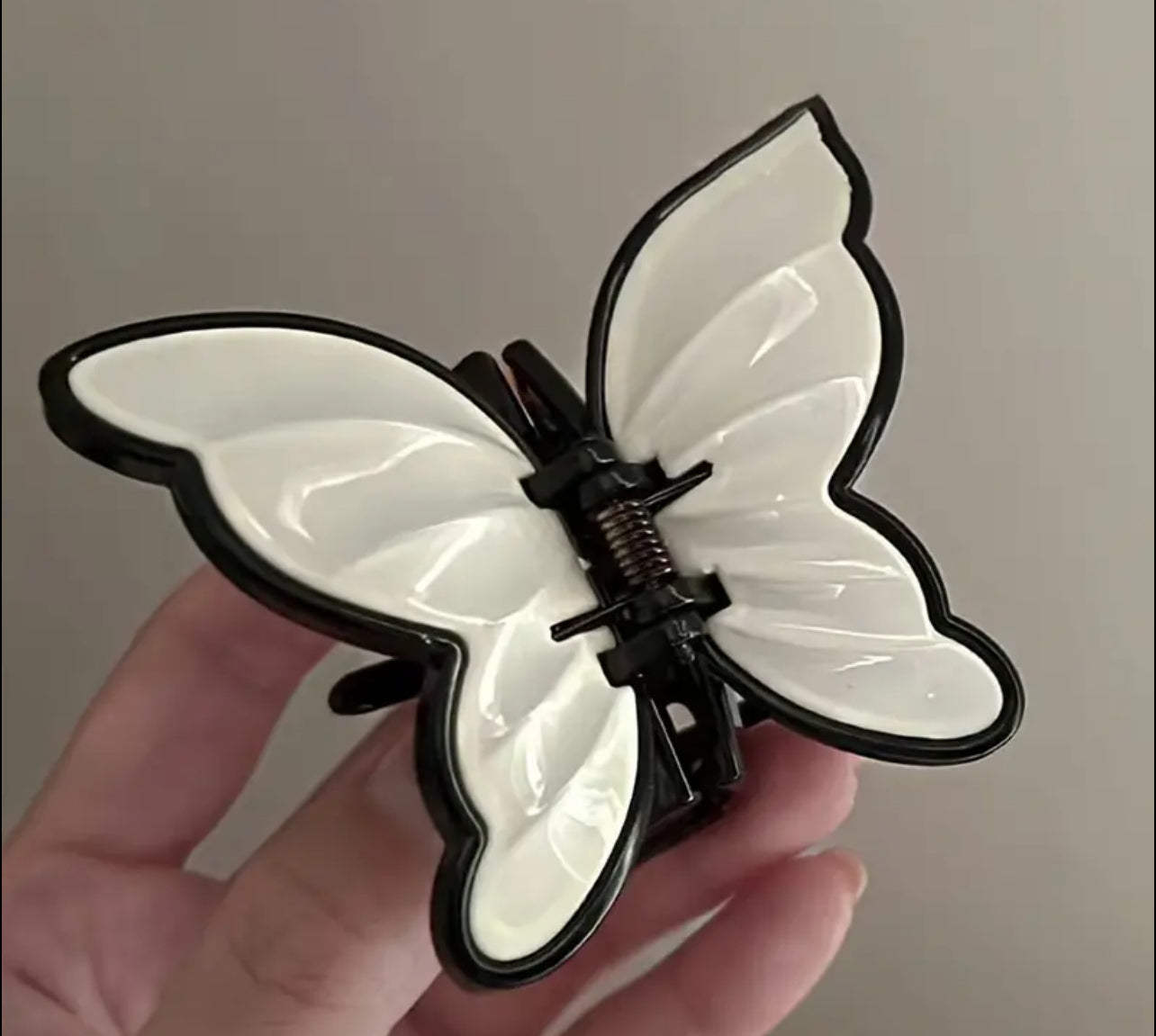 White butterfly claw clip